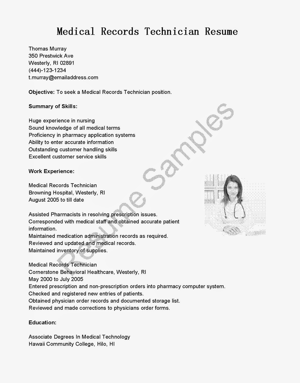 Free sample resume for electronics technician